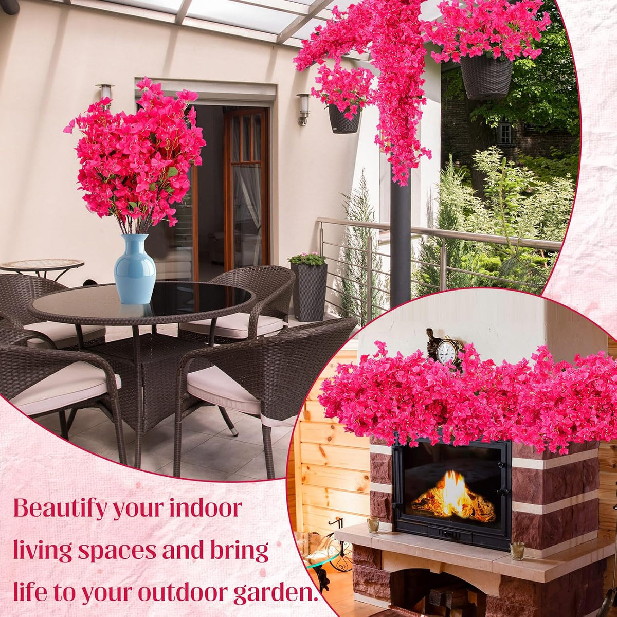 16 Pack 38" Artificial Bougainvillea Silk Stems,Rose Purple Red