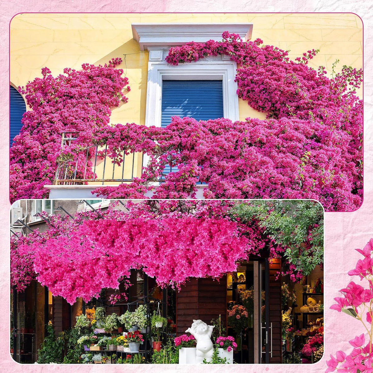 16 Pack 38" Artificial Bougainvillea Silk Stems,Rose Purple Red