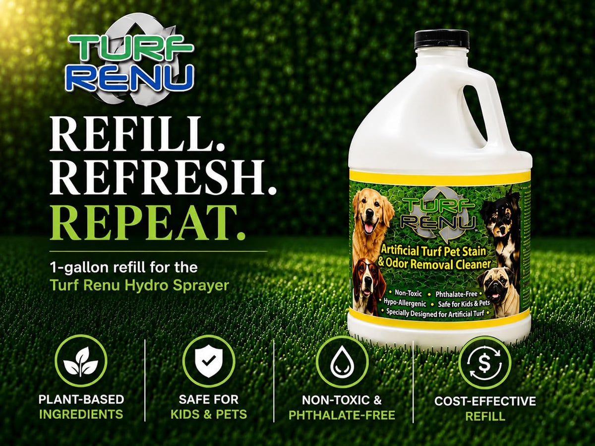 Artificial Turf Pet Stain & Odor Removal Cleaner Refill, 1 Gallon, Enzymatic Artificial Grass Cleaner for Dog Urine, Kennels & Outdoor Surfaces