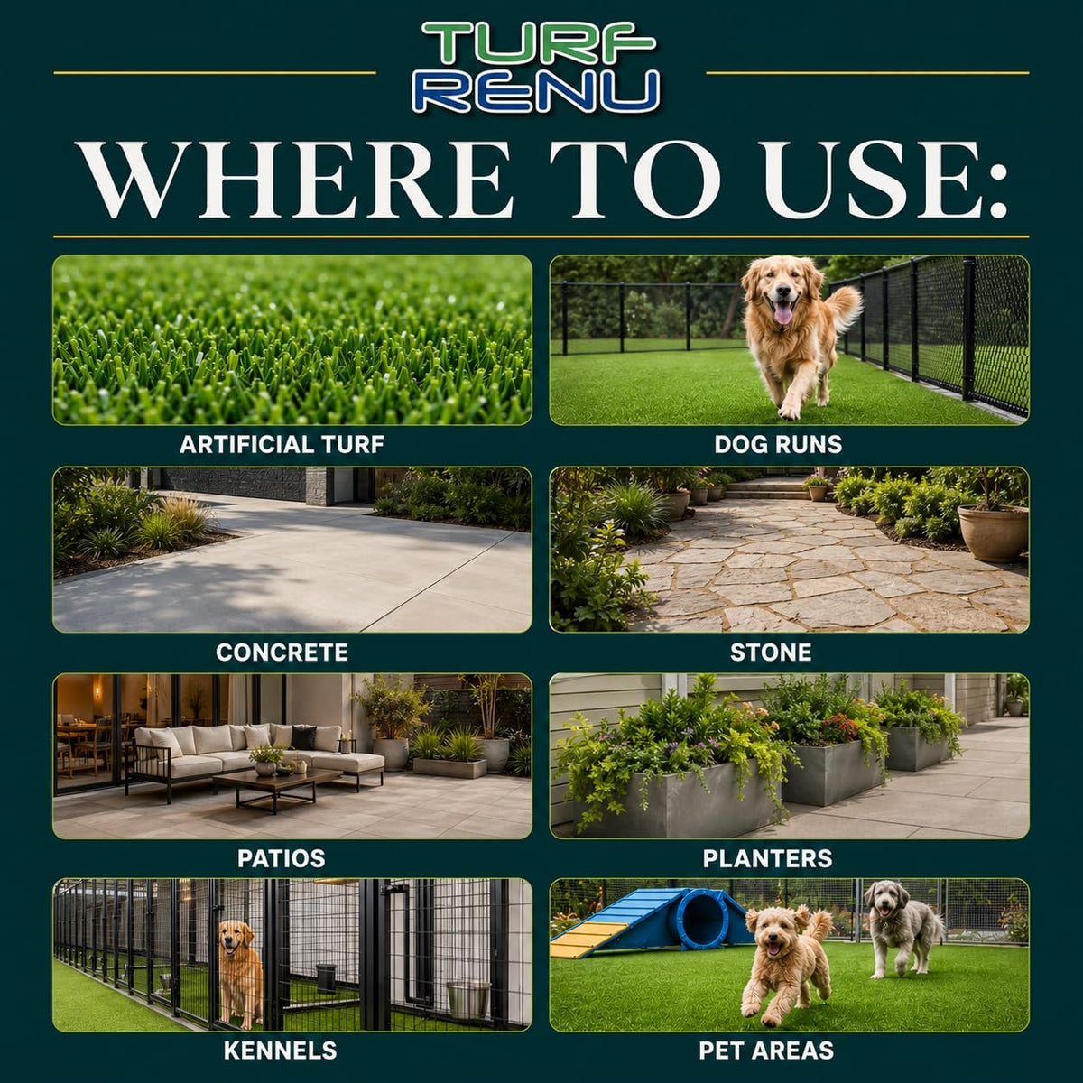 Artificial Turf Pet Stain & Odor Removal Cleaner Refill, 1 Gallon, Enzymatic Artificial Grass Cleaner for Dog Urine, Kennels & Outdoor Surfaces