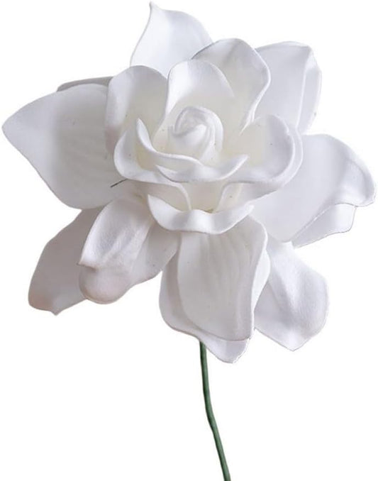 Artificial Gardenia Flowers 5pcs Realistic Vibrant Faux Flower Heads Made of EVA Material for Home Decor Wedding Centerpieces Party Arrangements Living Room Bedroom Table Decoration(White)