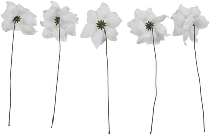 Artificial Gardenia Flowers 5pcs Realistic Vibrant Faux Flower Heads Made of EVA Material for Home Decor Wedding Centerpieces Party Arrangements Living Room Bedroom Table Decoration(White)