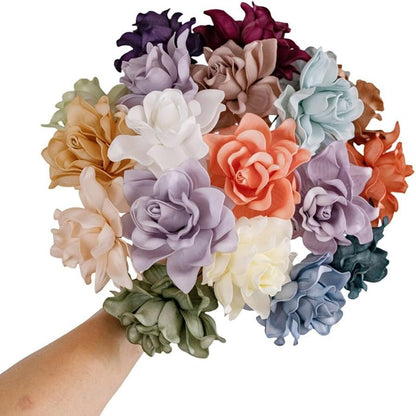 Artificial Gardenia Flowers 5pcs Realistic Vibrant Faux Flower Heads Made of EVA Material for Home Decor Wedding Centerpieces Party Arrangements Living Room Bedroom Table Decoration(White)