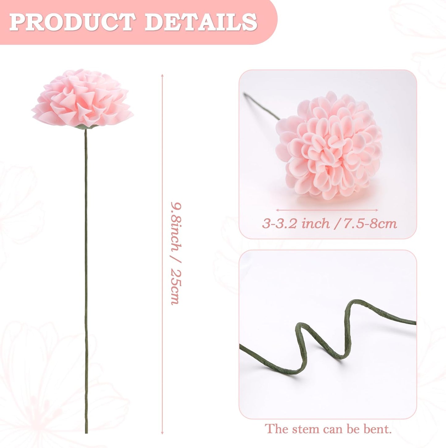 12PCS Cream White Artificial Dahlia Flowers Real Looking | White Foam Fake Flowers with Stems for DIY Wedding Bridal Shower Decorations Floral Arrangements Party Tables Home Decor
