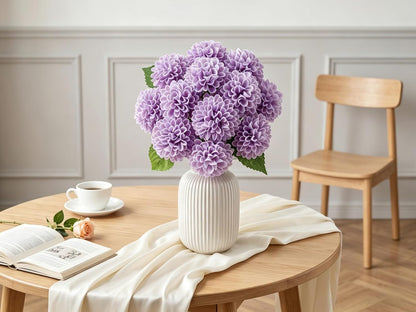 12PCS Cream White Artificial Dahlia Flowers Real Looking | White Foam Fake Flowers with Stems for DIY Wedding Bridal Shower Decorations Floral Arrangements Party Tables Home Decor