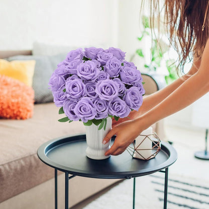 72 Pcs Artificial Roses Light Purple Fake Silk Roses Realistic Roses