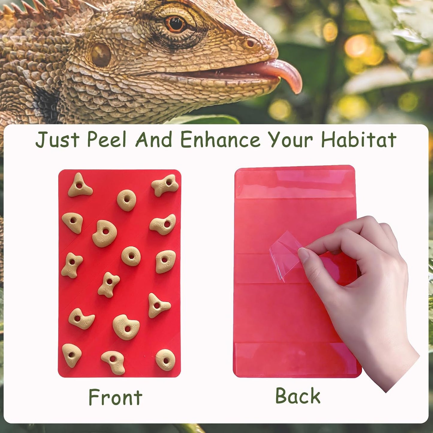 Mini Reptile Rock Climbing Wall, Terrarium Enclosure Enrichment & Habitat Décor for Bearded Dragons, Geckos, Lizards, Snakes, Tree Frogs and Small Amphibians (Red & Beige)