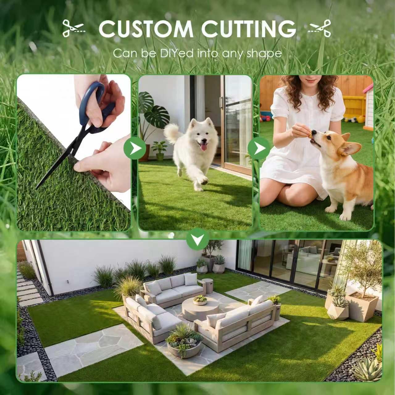 Artificial Grass for Dogs Potty – Indoor Dog Pee Pad with Non-Slip White Rubber Base, Easy Clean Fake Grass for Small Dogs, DIY Cuttable Turf for Apartments (2'*3')