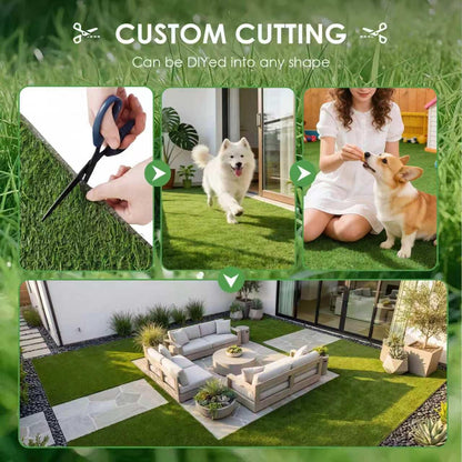 Artificial Grass for Dogs Potty – Indoor Dog Pee Pad with Non-Slip White Rubber Base, Easy Clean Fake Grass for Small Dogs, DIY Cuttable Turf for Apartments (2'*3')
