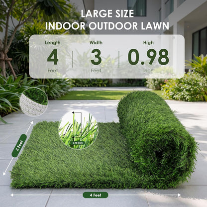 Artificial Grass for Dogs Potty – Indoor Dog Pee Pad with Non-Slip White Rubber Base, Easy Clean Fake Grass for Small Dogs, DIY Cuttable Turf for Apartments (2'*3')