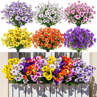 Artificial Plants Greenery Outdoor UV Resistant Faux Grass Shrubs Fake Rosemary for Wedding Decoration Farmhouse Garden Porch Window Patio Planter Indoor (12 Bundles)