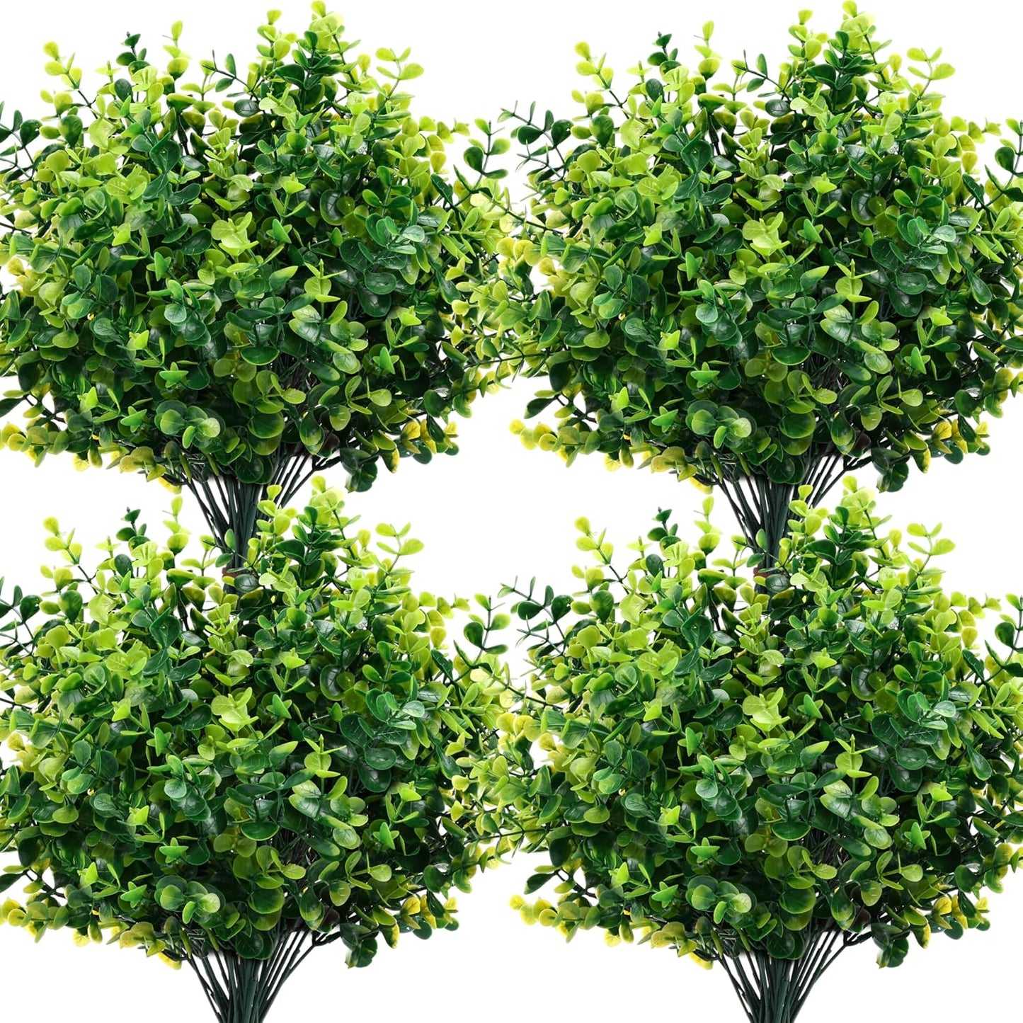 Artificial Plants Greenery Outdoor UV Resistant Faux Grass Shrubs Fake Rosemary for Wedding Decoration Farmhouse Garden Porch Window Patio Planter Indoor (12 Bundles)