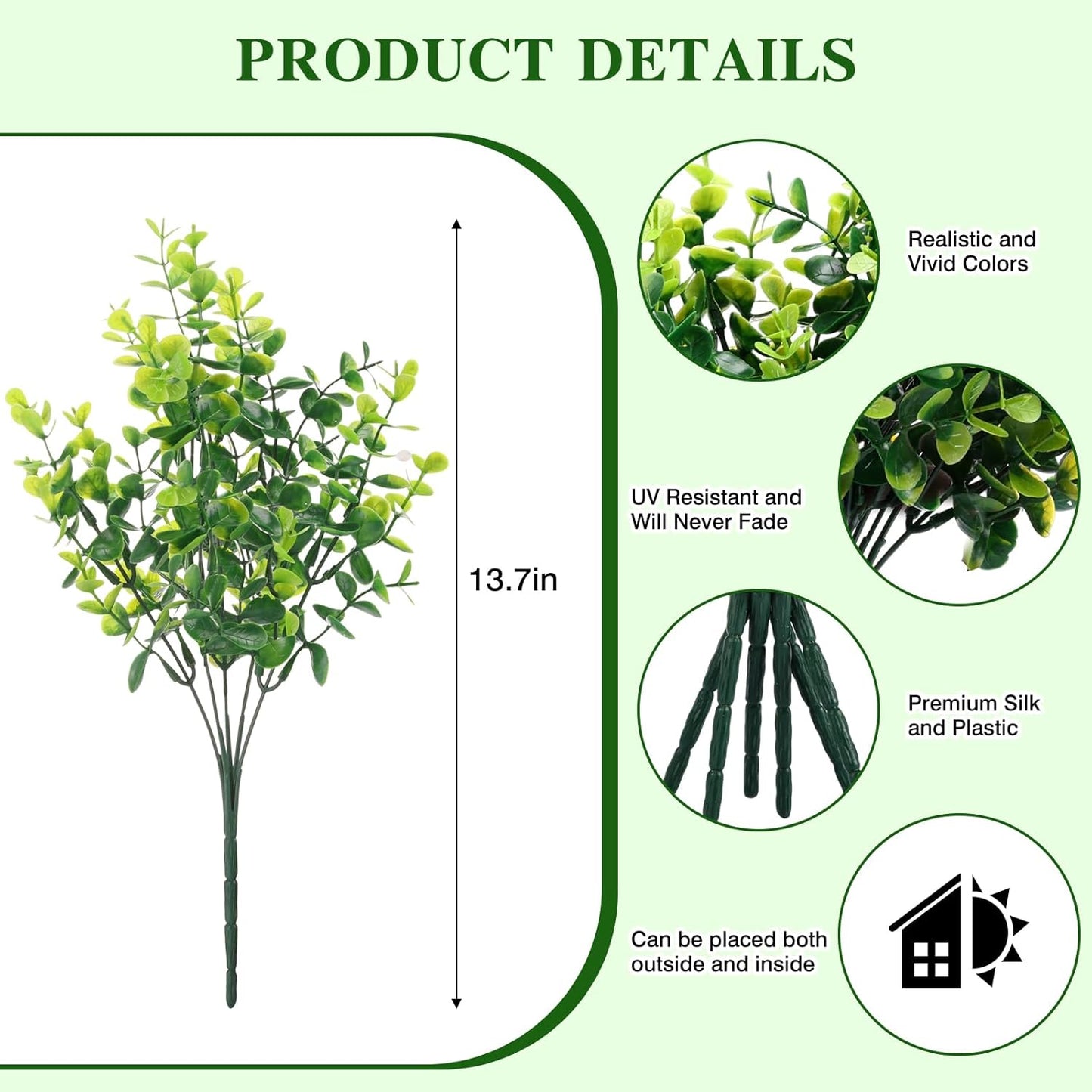 Artificial Plants Greenery Outdoor UV Resistant Faux Grass Shrubs Fake Rosemary for Wedding Decoration Farmhouse Garden Porch Window Patio Planter Indoor (12 Bundles)