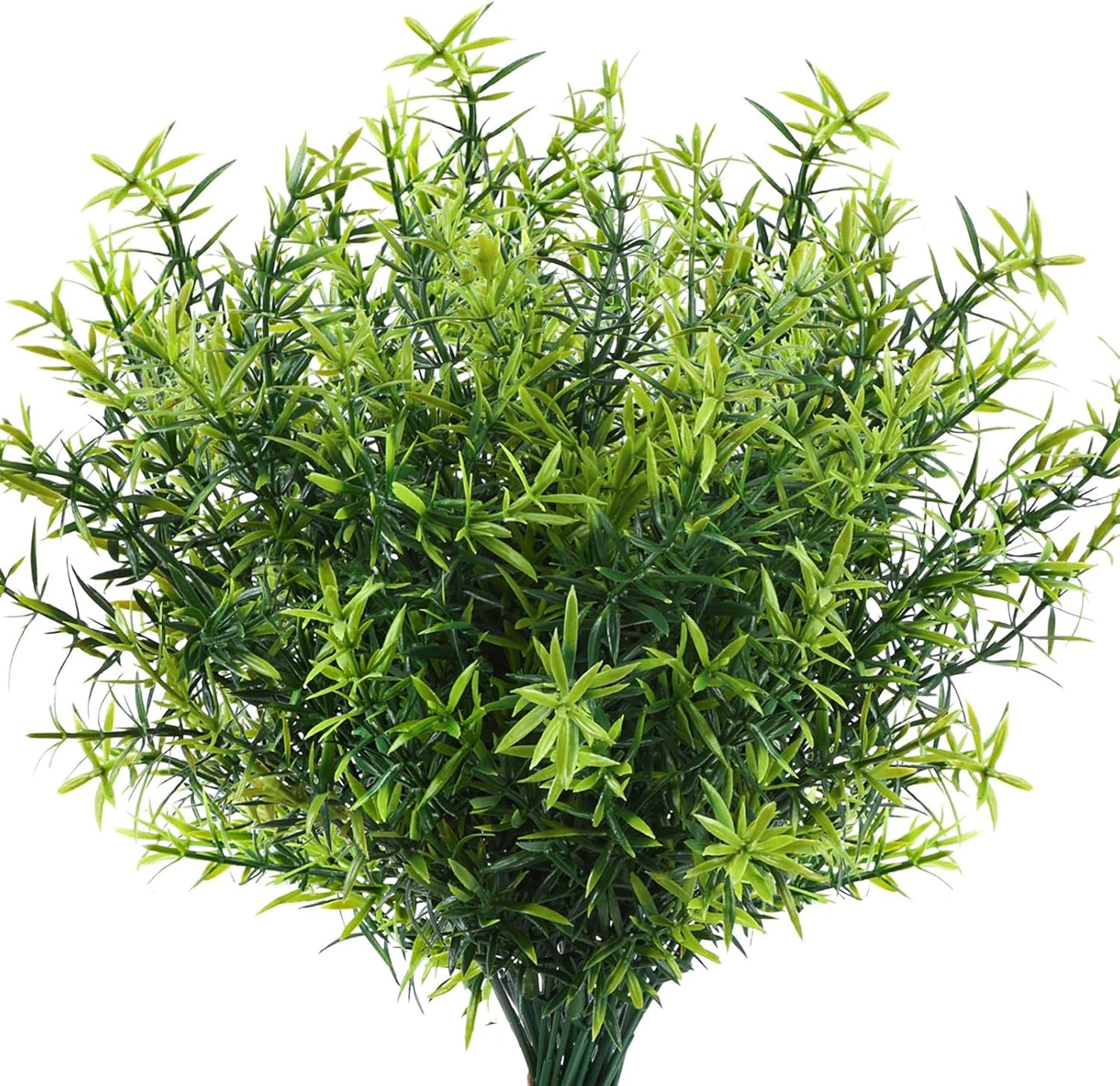 Artificial Plants Greenery Outdoor UV Resistant Faux Grass Shrubs Fake Rosemary for Wedding Decoration Farmhouse Garden Porch Window Patio Planter Indoor (12 Bundles)