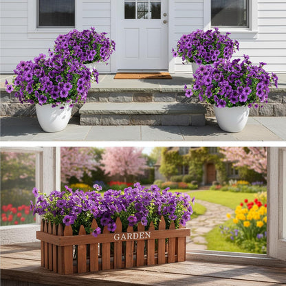 Artificial Plants Greenery Outdoor UV Resistant Faux Grass Shrubs Fake Rosemary for Wedding Decoration Farmhouse Garden Porch Window Patio Planter Indoor (12 Bundles)