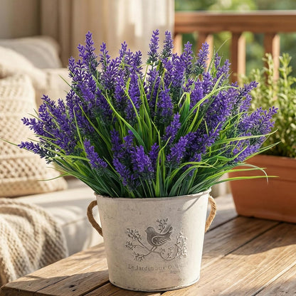 Artificial Plants Greenery Outdoor UV Resistant Faux Grass Shrubs Fake Rosemary for Wedding Decoration Farmhouse Garden Porch Window Patio Planter Indoor (12 Bundles)