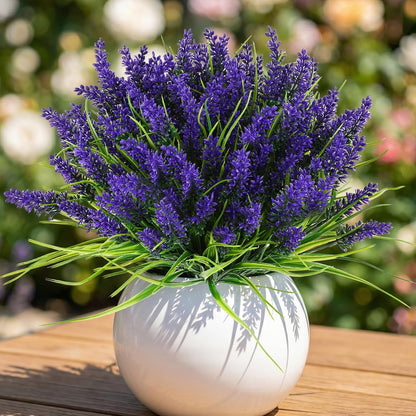 Artificial Plants Greenery Outdoor UV Resistant Faux Grass Shrubs Fake Rosemary for Wedding Decoration Farmhouse Garden Porch Window Patio Planter Indoor (12 Bundles)
