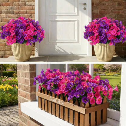 Artificial Plants Greenery Outdoor UV Resistant Faux Grass Shrubs Fake Rosemary for Wedding Decoration Farmhouse Garden Porch Window Patio Planter Indoor (12 Bundles)