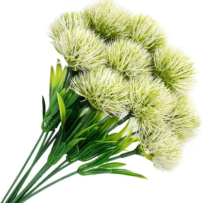 Fake Dandelion Flowers (White), Artificial Plants Plastic Shrubs Bushes Decor Faux Stems Outdoor Indoor Home Garden Party Wedding DIY Planting Filler Decoration
