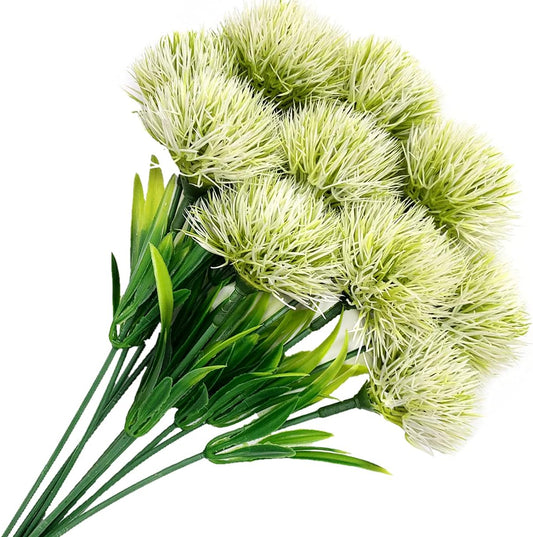 Fake Dandelion Flowers (White), Artificial Plants Plastic Shrubs Bushes Decor Faux Stems Outdoor Indoor Home Garden Party Wedding DIY Planting Filler Decoration