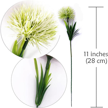 Fake Dandelion Flowers (White), Artificial Plants Plastic Shrubs Bushes Decor Faux Stems Outdoor Indoor Home Garden Party Wedding DIY Planting Filler Decoration