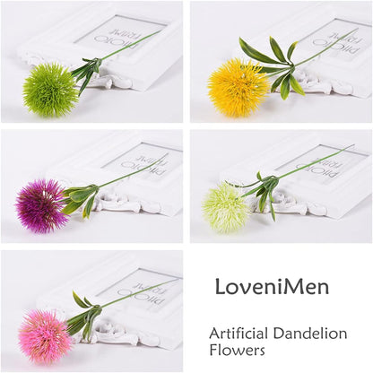 Fake Dandelion Flowers (White), Artificial Plants Plastic Shrubs Bushes Decor Faux Stems Outdoor Indoor Home Garden Party Wedding DIY Planting Filler Decoration