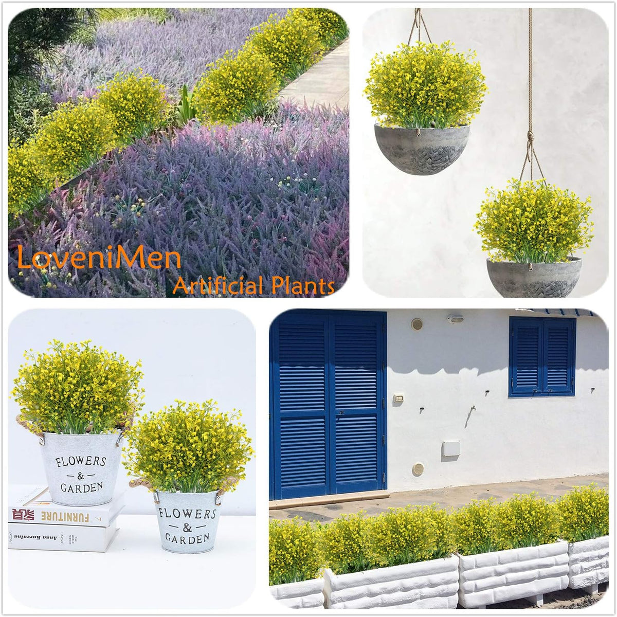Fake Dandelion Flowers (White), Artificial Plants Plastic Shrubs Bushes Decor Faux Stems Outdoor Indoor Home Garden Party Wedding DIY Planting Filler Decoration
