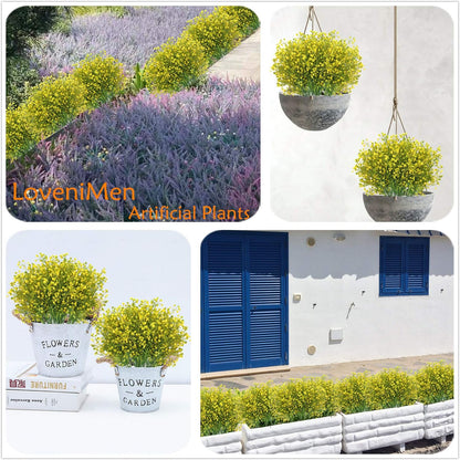 Fake Dandelion Flowers (White), Artificial Plants Plastic Shrubs Bushes Decor Faux Stems Outdoor Indoor Home Garden Party Wedding DIY Planting Filler Decoration