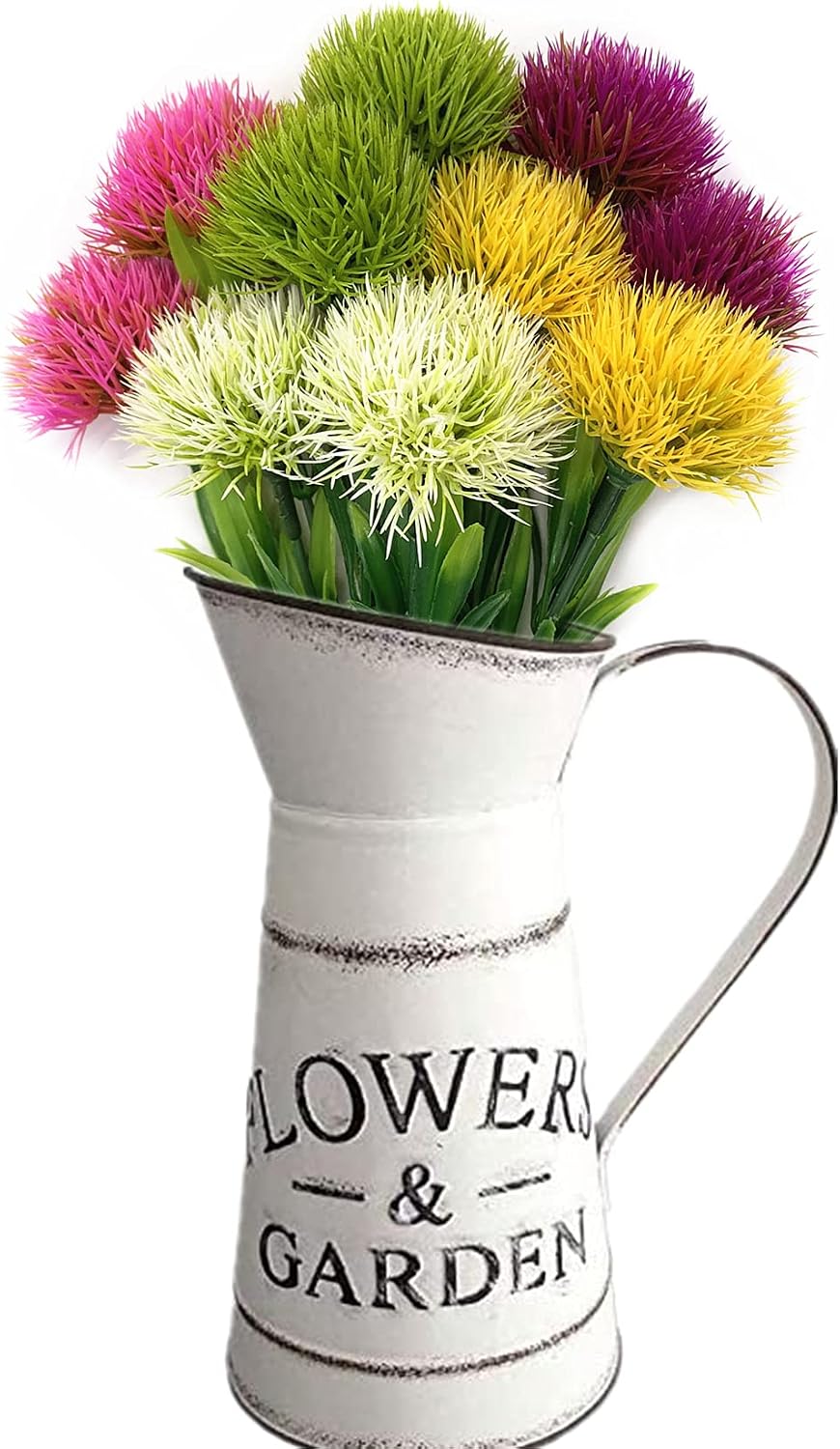 Fake Dandelion Flowers (White), Artificial Plants Plastic Shrubs Bushes Decor Faux Stems Outdoor Indoor Home Garden Party Wedding DIY Planting Filler Decoration