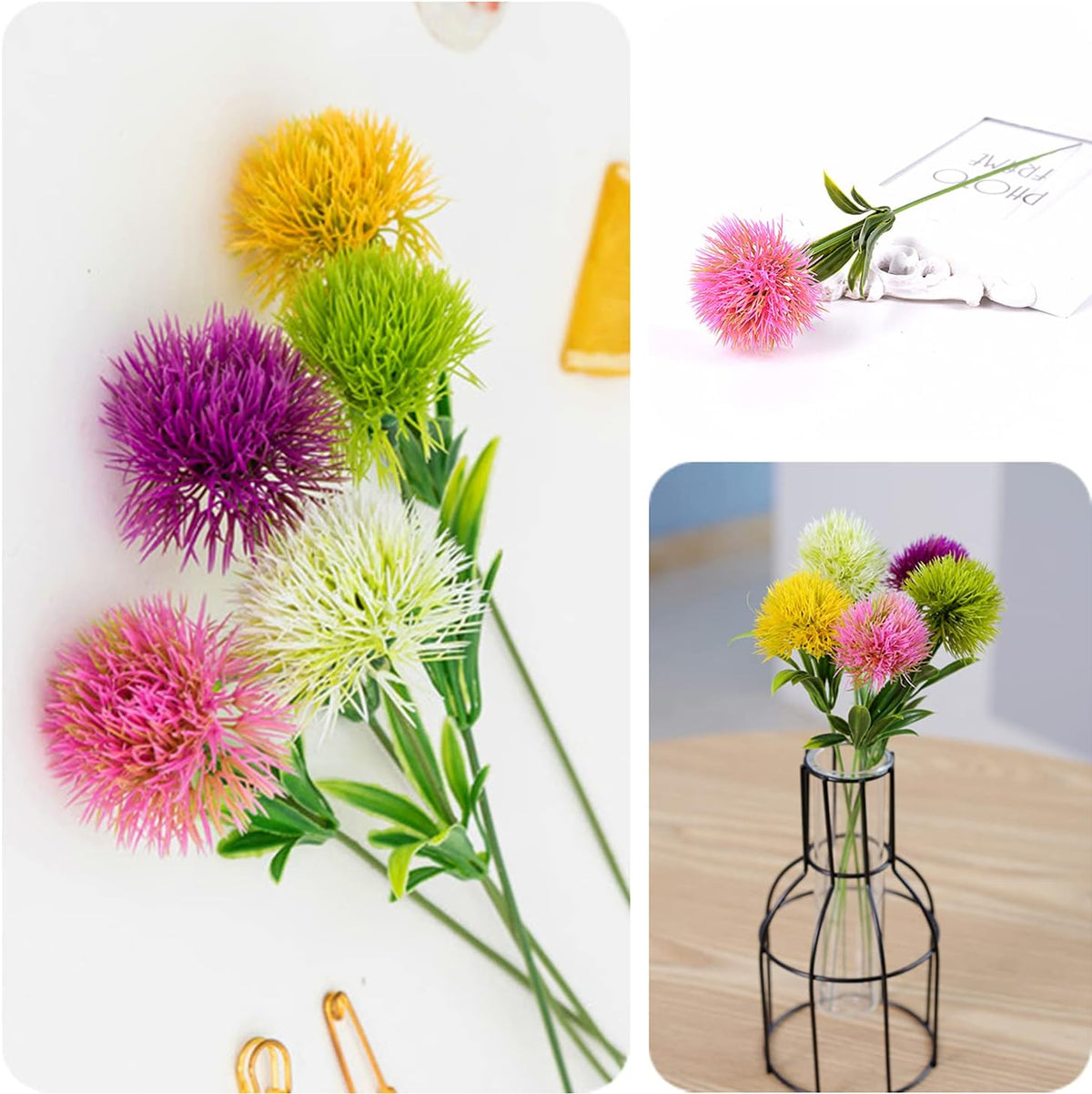 Fake Dandelion Flowers (White), Artificial Plants Plastic Shrubs Bushes Decor Faux Stems Outdoor Indoor Home Garden Party Wedding DIY Planting Filler Decoration