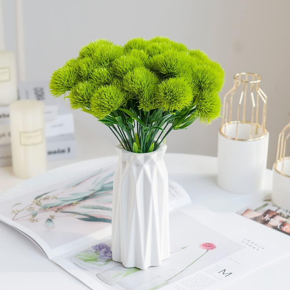 Fake Dandelion Flowers (White), Artificial Plants Plastic Shrubs Bushes Decor Faux Stems Outdoor Indoor Home Garden Party Wedding DIY Planting Filler Decoration