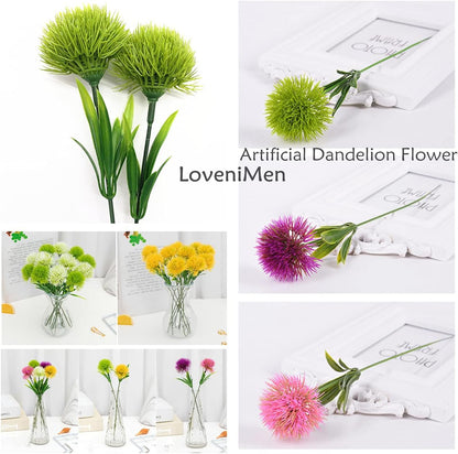 Fake Dandelion Flowers (White), Artificial Plants Plastic Shrubs Bushes Decor Faux Stems Outdoor Indoor Home Garden Party Wedding DIY Planting Filler Decoration