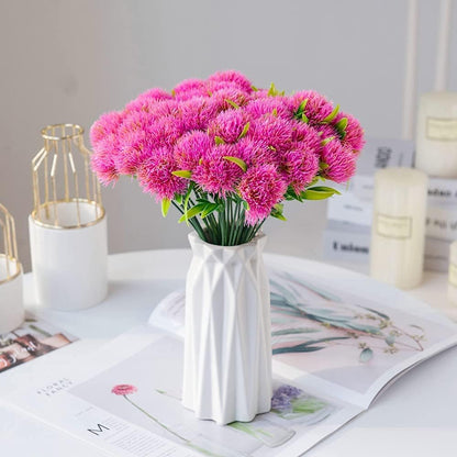 Fake Dandelion Flowers (White), Artificial Plants Plastic Shrubs Bushes Decor Faux Stems Outdoor Indoor Home Garden Party Wedding DIY Planting Filler Decoration