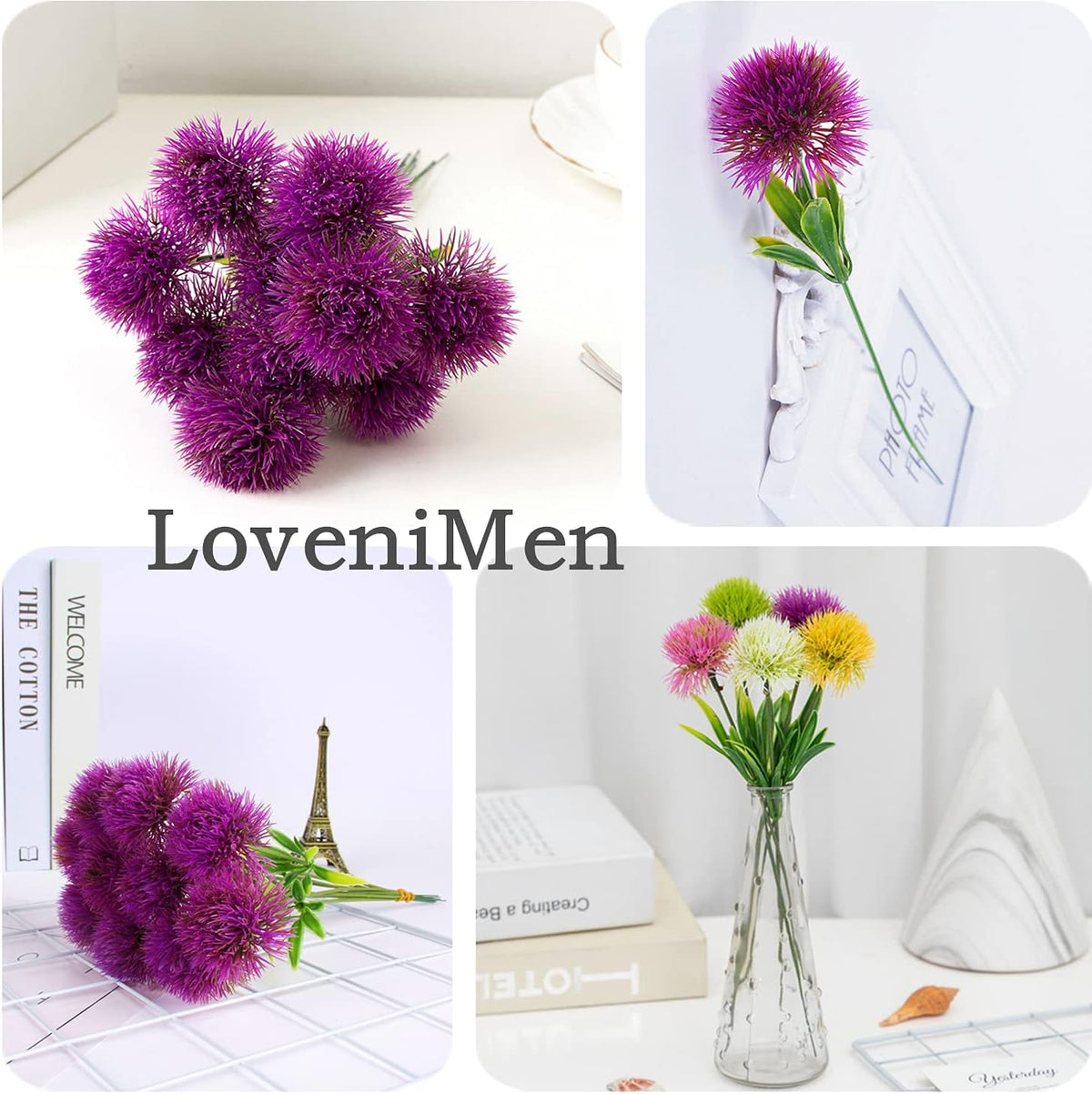 Fake Dandelion Flowers (White), Artificial Plants Plastic Shrubs Bushes Decor Faux Stems Outdoor Indoor Home Garden Party Wedding DIY Planting Filler Decoration
