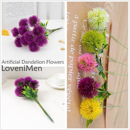 Fake Dandelion Flowers (White), Artificial Plants Plastic Shrubs Bushes Decor Faux Stems Outdoor Indoor Home Garden Party Wedding DIY Planting Filler Decoration