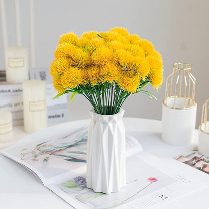 Fake Dandelion Flowers (White), Artificial Plants Plastic Shrubs Bushes Decor Faux Stems Outdoor Indoor Home Garden Party Wedding DIY Planting Filler Decoration