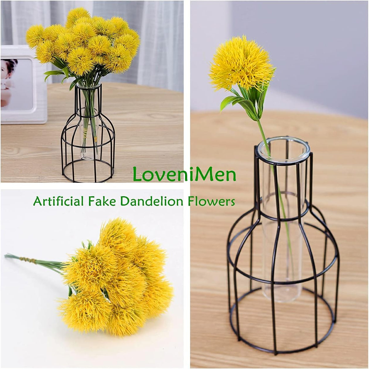 Fake Dandelion Flowers (White), Artificial Plants Plastic Shrubs Bushes Decor Faux Stems Outdoor Indoor Home Garden Party Wedding DIY Planting Filler Decoration