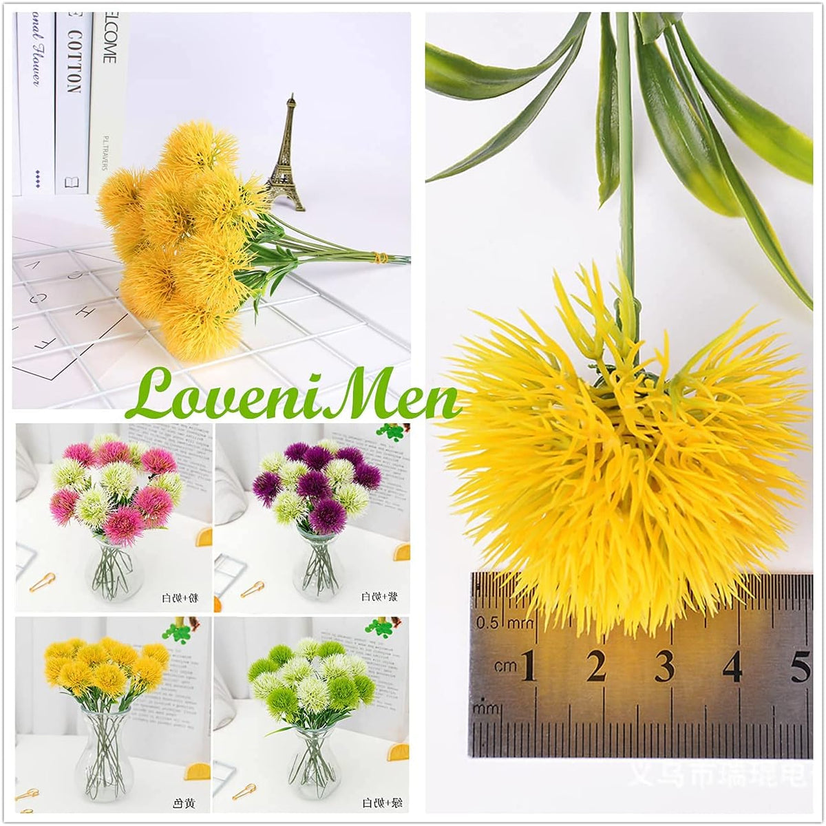 Fake Dandelion Flowers (White), Artificial Plants Plastic Shrubs Bushes Decor Faux Stems Outdoor Indoor Home Garden Party Wedding DIY Planting Filler Decoration