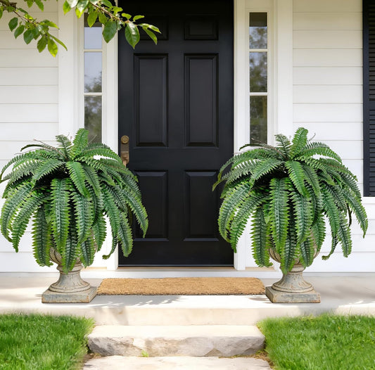2pcs 48in 88 Blades Artificial Boston Ferns for Outdoors Large, UV Resistant Faux Outdoor Plants,Weatherproof Fake Ferns Plants Outdoor Indoor for Garden Porch Patio Home Decor