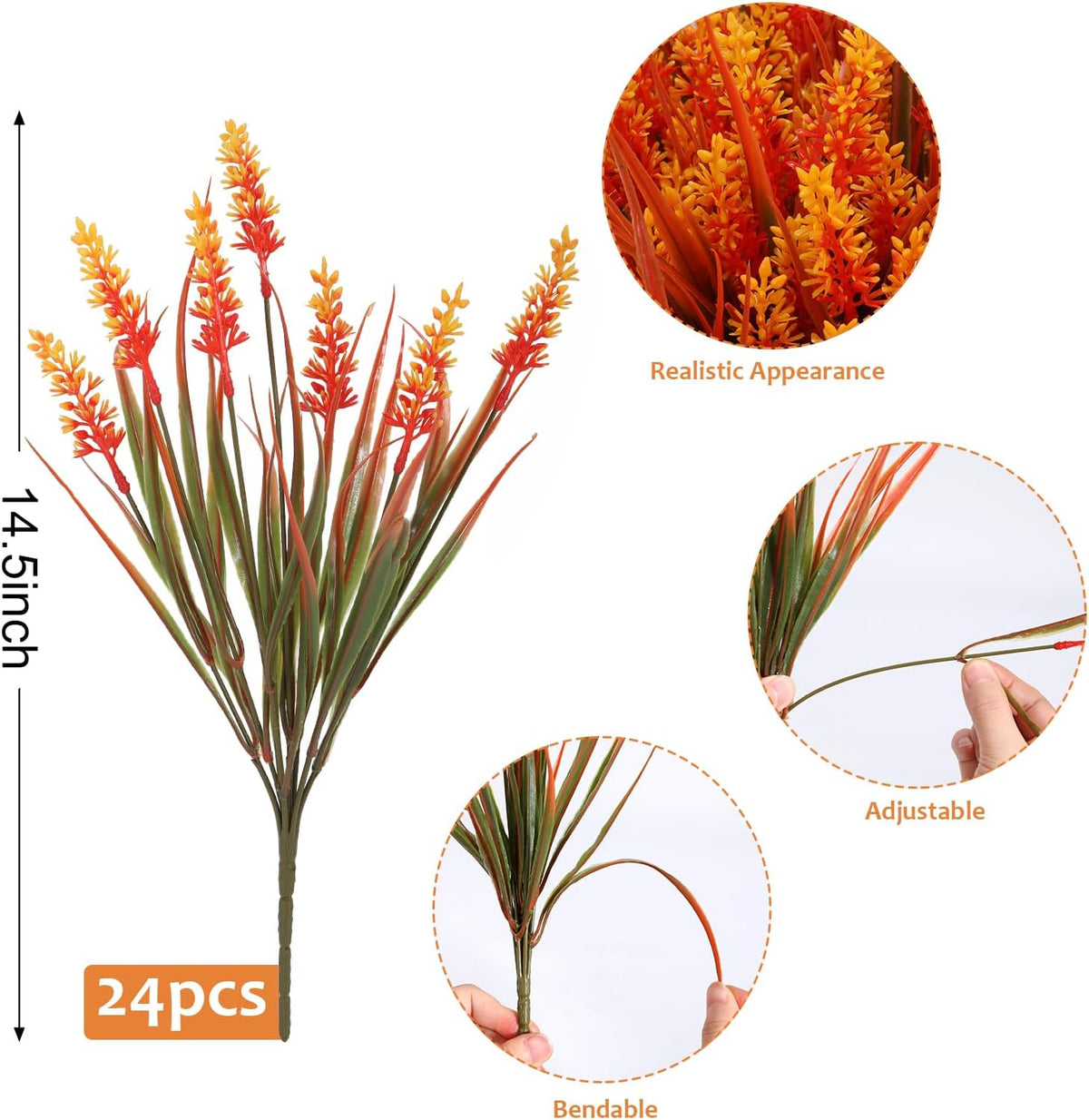 Geegoods 24 Bundles Purple Artificial Plants Flowers Outdoor, UV Resistant