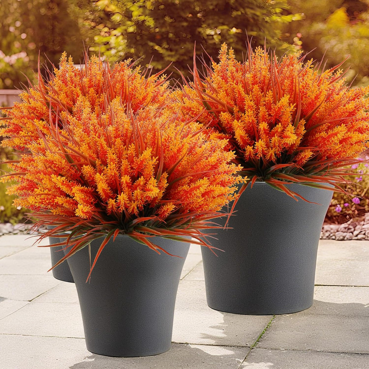 Geegoods 24 Bundles Purple Artificial Plants Flowers Outdoor, UV Resistant
