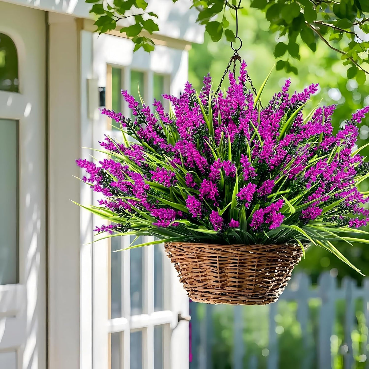 Geegoods 24 Bundles Purple Artificial Plants Flowers Outdoor, UV Resistant