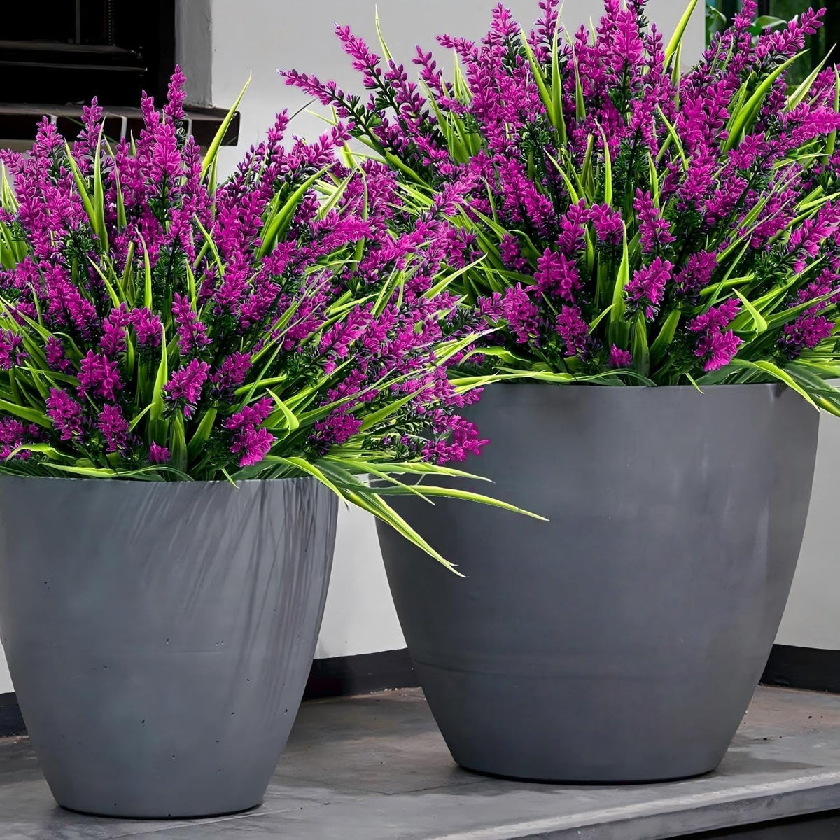 Geegoods 24 Bundles Purple Artificial Plants Flowers Outdoor, UV Resistant