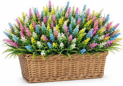 Geegoods 24 Bundles Purple Artificial Plants Flowers Outdoor, UV Resistant