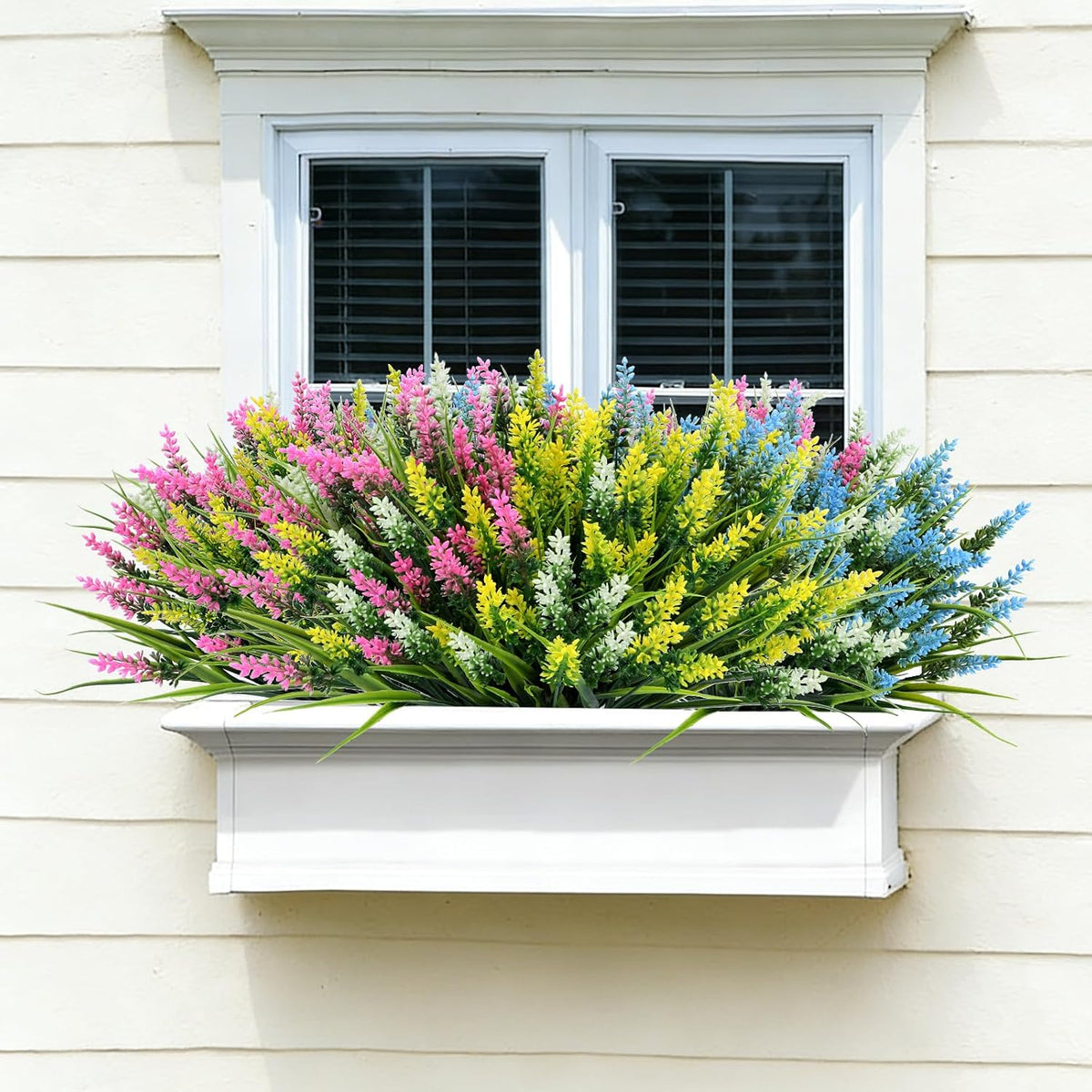 Geegoods 24 Bundles Purple Artificial Plants Flowers Outdoor, UV Resistant