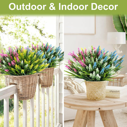 Geegoods 24 Bundles Purple Artificial Plants Flowers Outdoor, UV Resistant