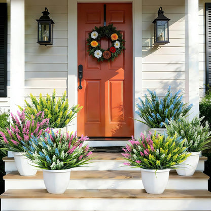 Geegoods 24 Bundles Purple Artificial Plants Flowers Outdoor, UV Resistant