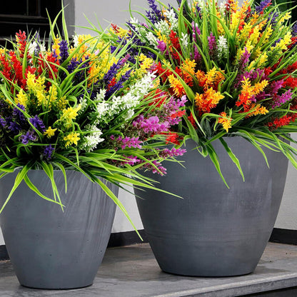 Geegoods 24 Bundles Purple Artificial Plants Flowers Outdoor, UV Resistant