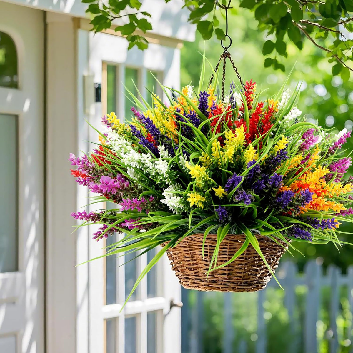 Geegoods 24 Bundles Purple Artificial Plants Flowers Outdoor, UV Resistant
