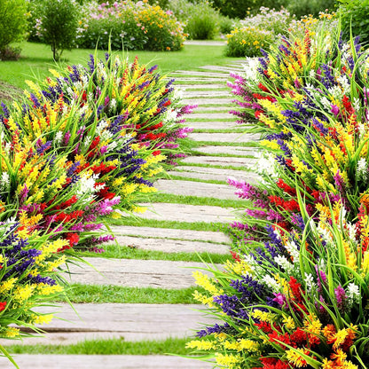 Geegoods 24 Bundles Purple Artificial Plants Flowers Outdoor, UV Resistant